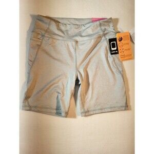 X by Gottex Gray High Rise Side Pockets Athletic Biker Shorts Women's Large Nwt